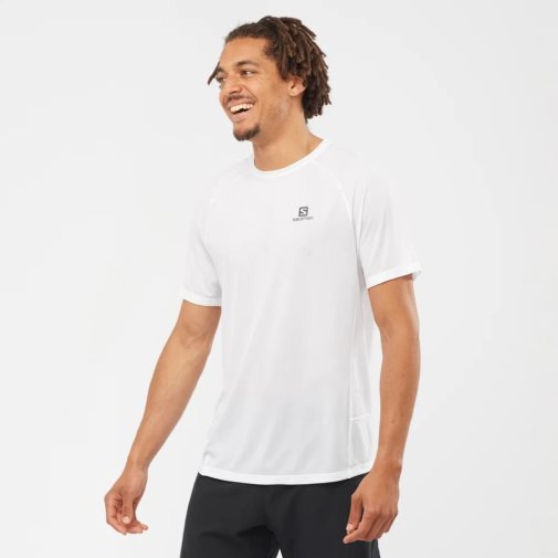 White Salomon Cross Rebel Short Sleeve Men's T-Shirts | PH 49723I